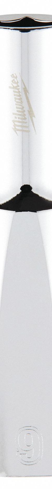 MILWAUKEE Deep Well Socket: Metric, 3/8 in Drive Size, 9 mm Socket Size, 6-Point, Deep, Chrome (MPN 45-34-9093). Key specifications — attr1204417: MILWAUKEE; attr1204392: Chrome.