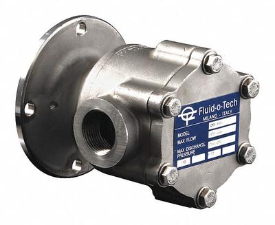 FLUID-O-TECH Rotary Vane Pump: Magnetic Drive, Stainless Steel Body, 1" NPT - C-Face Mount Rotary Vane Pump Heads