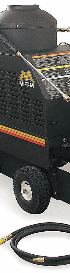 MI-T-M Electric Pressure Washer: Cart, 120 V – Single-Phase, 1,500 psi, 1.8 gpm, 2 hp (MPN GH-1502-LM10). Key specifications — Burner Fuel: Liquid Propane; Pump Drive: Belt; Brand: MI-T-M.