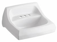KOHLER Bathroom Sink: Kingston™, White, Vitreous China, 21 1/4 in Overall Lg, 18 1/8 in Overall Wd (MPN K-2005-0). Key specifications — Series: Kingston™; Includes: Wall Hanger; Color: White; Brand: KOHLER; Sink Type: Bathroom; Material: Vitreous China; Sink Material: Ceramic.