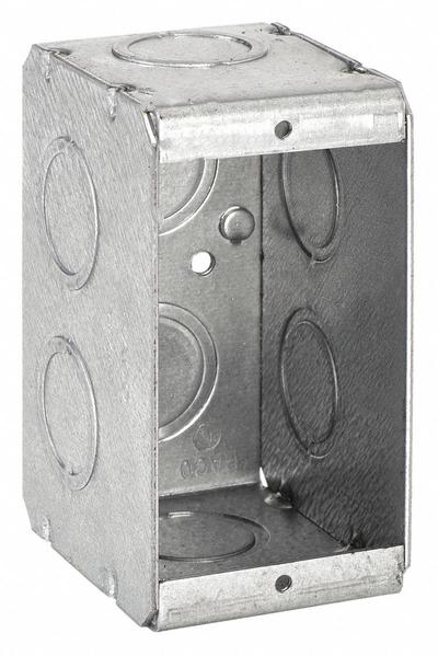 RACO Electrical Box: Steel, 1 Gangs, 2 1/2 in Box Dp, 2 in Box Wd, 3 3/4 in Box Ht - Masonry Electrical Boxes
