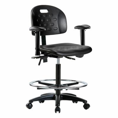 APPROVED VENDOR Ergonomic Chair: Polyurethane, Arms Included, Ht Range 24 1/4 in to 34 in - Polyurethane Lab Chairs