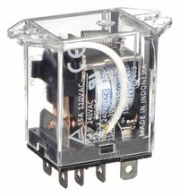 OMRON Flange Mount Relay: Surface (Top Flange) Mounted, 15 A Current Rating, 110/120V AC, SPDT (MPN LY1F-AC110/120). Key specifications — Brand: OMRON; Base Type: Octal; Mounting Style: Top Flange; Electrical Connection: Plug-In Terminal; Manufacturer Part Number: LY1F-AC110/120; Operating Current: 10 A at 110V AC (Inductive Load); Series: LY Series.