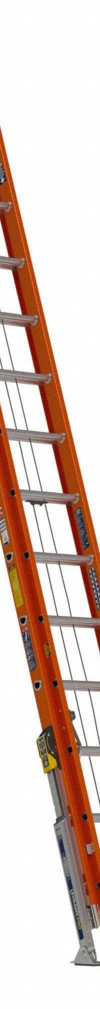 WERNER Extension Ladder: 28 ft Ladder Size, Fiberglass, 300 lb Load Capacity, 87 lb Wt, 2 Sections (MPN D6228-2L). Key specifications — Color: Orange; Brand: WERNER; Included Features: Bubble Level; Removable Fly: Removable.
