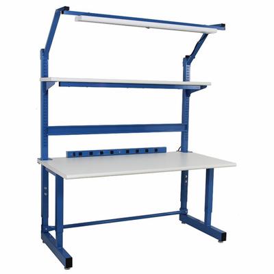 BENCHPRO Workbenches: Adj Ht, Laminate, 72 in x 30 in, 5,000 lb Overall Load Capacity - Workstations with Power, Storage & Overhead Lighting