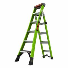 LITTLE GIANT Combination Ladder: 3 Configurations, Fiberglass, 375 lb Load Capacity, 36 lb Wt (MPN 13936-071). Key specifications — Brand: LITTLE GIANT; Included Features: Rotating Wall Pad.