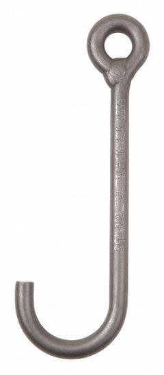 PEERLESS J-Hook: 650 lb Working Load Limit, 80 Hook Grade, Alloy Steel, 1/2 in Material Thick, Plain (MPN JBA050). Key specifications — Color: Silver; Brand: PEERLESS; Visual Indicator Markings: None.