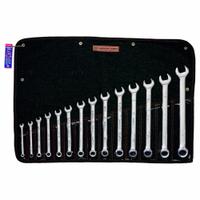 WRIGHT Wrench Set: Steel, Full Polish, 14 Tools, 14 Range of Head Sizes, 15° Head Offset Angle, Std (MPN 914). Key specifications — attr309520: Full Polish; attr309519: Steel; attr309509: 14; attr324929: WRIGHT; attr309512: Tool Roll; attr309522: No; attr309533: Yes.