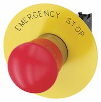 SIEMENS Emergency Stop Push Button: Non-Illuminated, Mushroom Head Profile, Non-Metallic, 22 mm, 1NC (MPN 3SU1150-1HB20-1CG0). Key specifications — Brand: SIEMENS; Action: Maintained; Series: 3SU; Push Button Material Type: Non-Metallic.