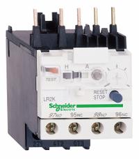 SCHNEIDER Overload Relay: Thermal Protection, 3 Poles, 1NO/1NC, Phase Loss Sensitivity (MPN LR2K0304). Key specifications — Brand: SCHNEIDER; Auxiliary Contact Form: 1NO/1NC; Compatible Contactor Series: TeSys K; Terminal Connection Type: Screw Clamp Terminals; Maximum Voltage Rating: 690V AC (Signaling Circuit); Phase Loss Sensitivity: Yes; Thermal Units Required: None (Relay Includes Integrated Bimetallic Elements); Compatible Contactors: TeSys K Models.