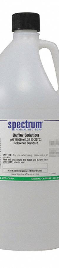 SPECTRUM Buffer - pH 10.00: Lab, 4 L Volume, Liquid, pH 10.00 +/-002 @ 25°C, Plastic, Jug, Buffer, 1 (MPN B1170-4LTPL). Key specifications — Brand: SPECTRUM; CAS Number: 1310-73-2; Chemical Family Type: Buffer; Chemical Grade: Lab; Concentration: pH 10.00 +/-002 @ 25°C; Container Material: Plastic; Container Type: Jug; Form: Liquid.