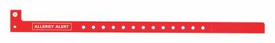 ID Wristband: Allergy Alert, 12 7/8 in Overall Lg, 1 1/8 in Overall Wd, Plastic - Security Wristbands