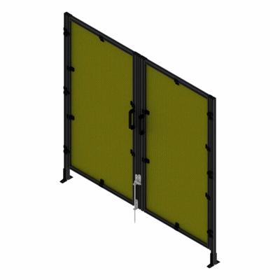 FAZTEK T-Slot Framing System Door: Stand-Alone, Black, Double Swing - Wire Mesh Standalone Door Kits