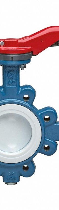 GHIBSON Butterfly Valve: 8 in Pipe Size, Concentric, 250 psi Max. Pressure (CWP), Lug, 8 Bolt Holes (MPN 551P-8). Key specifications — Brand: GHIBSON; Handle Type: Lever; Disc Material: Stainless Steel.