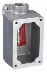 APPLETON ELECTRIC Mounting Body: 1 Gangs, Iron, 1/2 in Hub Size, Dead End, 6 1/8 in Overall Ht (MPN EFD150-NL-Q). Key specifications — Brand: APPLETON ELECTRIC; Hub Type: Dead End.