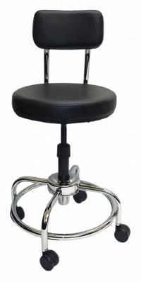 Lab Stool: Vinyl, Ht Range 22 in to 26 in, 16 in Seat Wd, 16 in Seat Dp, 5 Glides, 4 Casters, Black (MPN 3010011). Key specifications — Brand: SHOPSOL; Base Material: Chrome; ESD-Safe: ESD-Safe; Number of Casters: 4.