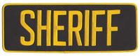 HEROS PRIDE Embroidered Patch: Sheriff, 11 in x 4 in, Black/Gold, Polyester/Rayon, Back (MPN 5263). Key specifications — attr188498: 11 in x 4 in; attr188499: Gold; attr188500: Rayon; attr188503: Sheriff; attr193746: HEROS PRIDE.