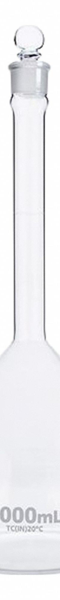 GLOBE SCIENTIFIC Glass Flasks: 2,000 mL, Colorless, B, 1 mL, Includes Closure, 370 mm Overall Ht (MPN 8252000). Key specifications — Tolerance: 1 mL; Body Color: Colorless; Brand: GLOBE SCIENTIFIC; Compatible with Stopper Size: 27; USP Specification: Type I.