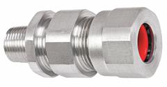 Liquid-Tight Conduit Fitting: Aluminum, 1 1/4 in Trade Size, Non-Insulated, Straight (MPN MC4). Key specifications — Insulated: Non-Insulated; Box Connection: 1-1/4 in MNPT; Hazardous Location Rating: Class I, Division 2, Groups A, B, C, D; Brand: HUBBELL KILLARK.