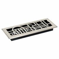 Floor Register: Floor, 13 1/2 in H, 5 1/2 in W, Decorative, Brushed, Nickel, Steel Grille, One-Way (MPN ADH412-NKL). Key specifications — Adjustable Blades: No; Brand: DECOR GRATES; Airflow Directions: One-Way; Grille Color: Nickel.