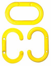 APPROVED VENDOR Chain Link for Plastic Chain Barrier: Yellow, 2 1/50 in Overall Lg, Polyethylene (MPN 50702-10). Key specifications — Material: Polyethylene.