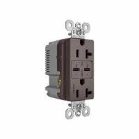 USB Receptacle: Duplex, 5-15R, 2 USB Ports, USB Type C, Brown, 125V AC, 20 A (MPN TR20USBPD). Key specifications — Brand: PASS & SEYMOUR.