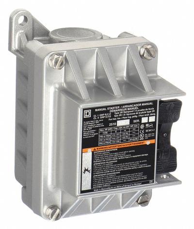 SQUARE D Manual Motor Starter: Non-Reversing, 1 Poles, 16 A, Thermal Protection - Enclosed Non-Reversing Starters with Thermal Overloads