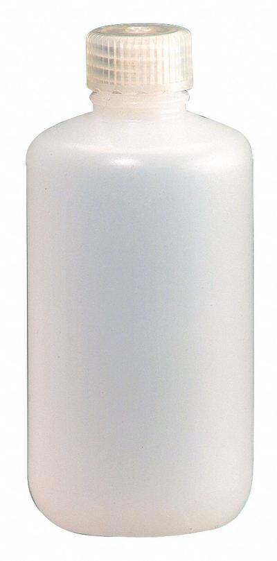 NALGENE Sampling Bottle: HDPE, 8 fl oz, 240 mL, Natural, 24-415 Screw Closure Size - HDPE Narrow Mouth Round Lab Bottles