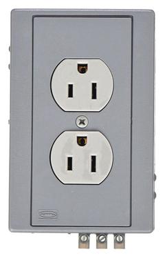 HUBBELL DIN Rail Receptacle: Duplex, 5-15, Gray, 125V AC, 15 A, 2 Pole / 3 Wire (MPN DRUB15)