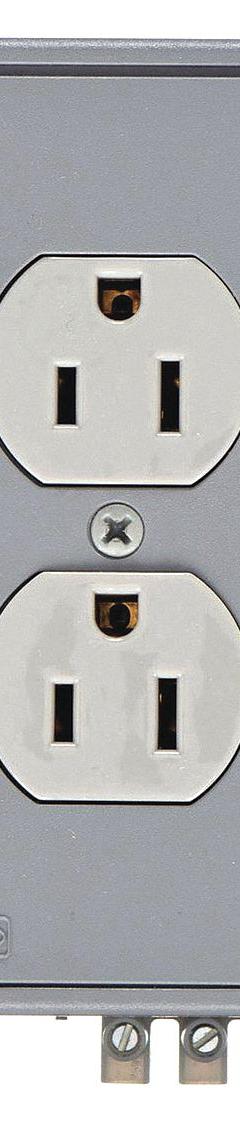 HUBBELL DIN Rail Receptacle: Duplex, 5-15, Gray, 125V AC, 15 A, 2 Pole / 3 Wire (MPN DRUB15)