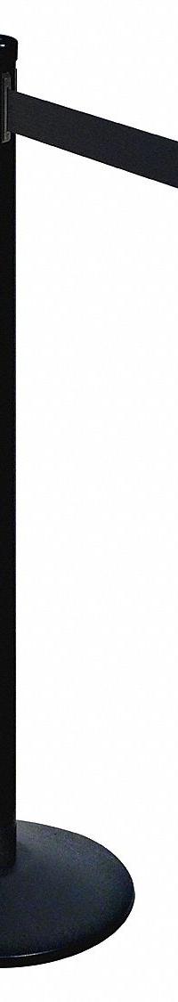 RETRACTA-BELT Barrier Post with Belt: Black, No Pattern, No Legend, 10 ft Belt Lg, Black (MPN 301BA-BK). Key specifications — Base Material: Cast Iron; Belt Color: Black; Brand: RETRACTA-BELT; Post Material: Aluminum; Post Color: Black; Message: No Legend.