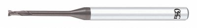 OSG Corner Radius End Mill: Carbide, WXS Coated, 2 Flute, 2.5 mm Mill Dia, 2.2 mm LOC - Pencil-Neck Carbide Corner-Radius End Mills for Hardened Materials