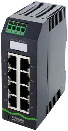 MURRELEKTRONIK Ethernet switch: Unmanaged, DIN Rail, 8 Ports, RJ45, 100 mbps/Ethernet - DIN Rail-Mount Ethernet Switches