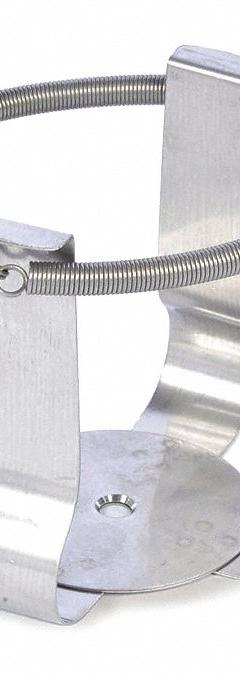 OHAUS Media Bottle Clamp: Flask Clamp, Stainless Steel, Rubber Mat, 500 mL (MPN 30400097). Key specifications — Hold Capacity: 500 mL; Brand: OHAUS; Includes: Rubber Mat; Material: Stainless Steel; Product Type: Flask Clamp.