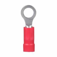 PANDUIT Ring Terminal: Red, Vinyl Insulation, #10 Stud Size, 22 AWG to 16 AWG Wire Sizes, 600 V (MPN PV18-10R-MY). Key specifications — attr1308027: PANDUIT; attr1356513: PV18; attr1356587: Funnel Entry.