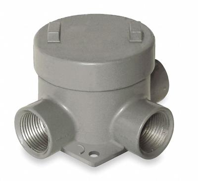 HUBBELL KILLARK Conduit Outlet Body: Aluminum, GE, 1 1/2 in Trade Size, T Body - T Round Body - Tee Type
