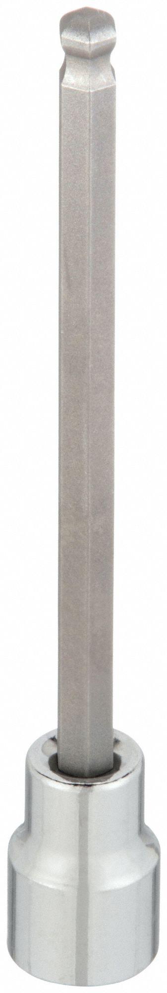 WESTWARD Socket Bit: 3/8 in Drive Size, Hex Tip, 5/16 in Tip Size, 4 3/4 in Overall Lg - Ball-End Hex Bit Sockets