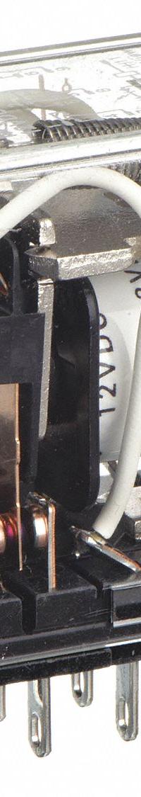 OMRON General Purpose Relay: Socket Mounted, 5 A Current Rating, 12V DC, 3PDT, 11 Pins/Terminals (MPN MY3N-DC12). Key specifications — Brand: OMRON; Base Type: Square; Mounting Style: Plug-In; Pin Shape: Flat; Electrical Connection: Quick-Connect; Manufacturer Part Number: MY3N-DC12; Operating Current: 2 A at 220V AC (Inductive Load); Series: MY Series.