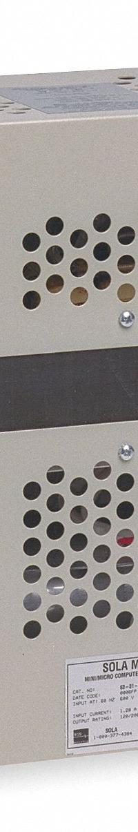 SOLAHD Power Conditioner: Single Phase, 1 kVA Power Rating - Apparent, 1,000 W Output Watts, 8.3 A (MPN 63232108). Key specifications — Phase: Single; Input Voltage: 110 to 415V AC; Maximum Current: 8.3 A; Output Voltage: 110 to 240V AC; Wiring: Hardwired; Plug Configuration: Hardwired; Brand: SOLAHD.