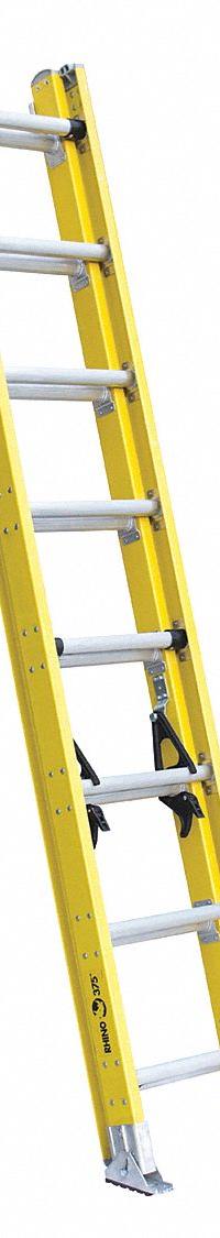 LOUISVILLE LADDER Extension Ladder: 16 ft Ladder Size, Fiberglass, 375 lb Load Capacity, 42 lb Wt (MPN FE4216HD). Key specifications — Color: Yellow; Brand: LOUISVILLE LADDER; Included Features: Mar-Resistant End Caps; Removable Fly: Fixed.