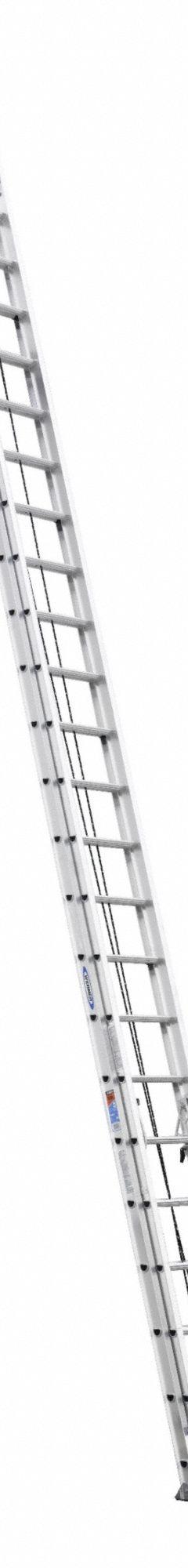 WERNER Extension Ladder: 48 ft Ladder Size, Aluminum, 300 lb Load Capacity, 143 lb Wt, 2 Sections (MPN D548-2). Key specifications — Color: Silver; Brand: WERNER; Included Features: Mar-Resistant End Caps; Removable Fly: Removable.