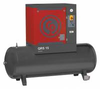 CHICAGO PNEUMATIC Rotary Screw Air Compressor: Horizontal, 15 hp, 49.2 cfm, 132 gal Tank (MPN QRS 15 HP). Key specifications — attr48606: Three; attr48593: 208 to 230V AC; attr48578: CHICAGO PNEUMATIC; attr110305: Not Included.
