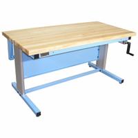 PRO-LINE Ergonomic Work Bench: Adj Ht, Maple, 72 in x 30 in, 500 lb Overall Load Capacity, Blue (MPN EL7230M-L14). Key specifications — Brand: PRO-LINE.