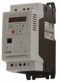 EATON Variable Frequency Drive: In Phase Single, Out Phase Single, 1/2 hp, IP21, No Bypass, Compact (MPN DC1-S24D3NN-A20CE1). Key specifications — Style: Compact; Color: White; Output Phase: Single.