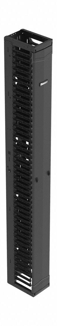 PANDUIT Vertical Single-Sided Manager: Vertical, 45 U, Single Side Sides, 83 7/8 in Overall Ht (MPN PR2VFD08). Key specifications — Color: Black; Includes: Door; Orientation: Vertical; Brand: PANDUIT; Material: Steel; Number of Sides: Single Side; Product Type: Single-Sided Manager.