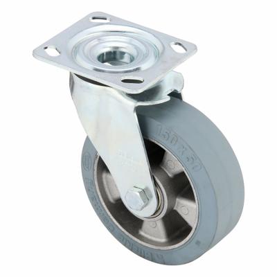 APPROVED VENDOR Plate Caster: Swivel, No Brake, Rubber, 6 in Wheel Dia, 2 in Wheel Wd, Slot - Medium-Duty Plate Casters