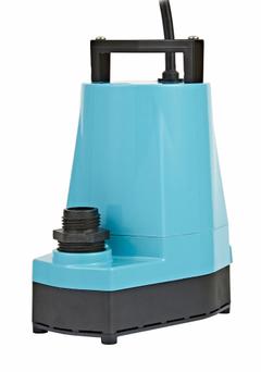 LITTLE GIANT Plug-In Utility Pump: 1/6 hp, 1/16 in Max. Dia. Solids, Continuous Duty, 115V AC, Nylon (MPN 505723). Key specifications — Shaft Seal Material: Fluoroelastomer; Impeller Material: Nylon; Includes: 3/4 in GHT; Rated Voltage: 115V AC; Volute Material: Nylon; Brand: LITTLE GIANT.
