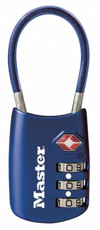 MASTER LOCK Combination Padlock: Scrolling Combo, Blue, Zinc Die-Cast, Std Shackle, Steel Shackle (MPN 4688DBLU). Key specifications — Dial Color: Silver; Brand: MASTER LOCK.