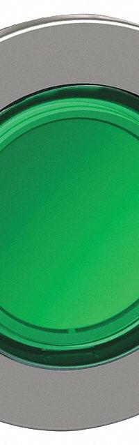 SCHNEIDER Flush Push Button: Green, 30 mm Mounting Size, Metallic, Maintained (MPN ZB4FH033). Key specifications — Brand: SCHNEIDER; Action: Maintained; Series: XB4; Push Button Material Type: Metallic.