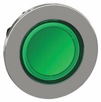 SCHNEIDER Flush Push Button: Green, 30 mm Mounting Size, Metallic, Maintained (MPN ZB4FH033). Key specifications — Brand: SCHNEIDER; Action: Maintained; Series: XB4; Push Button Material Type: Metallic.